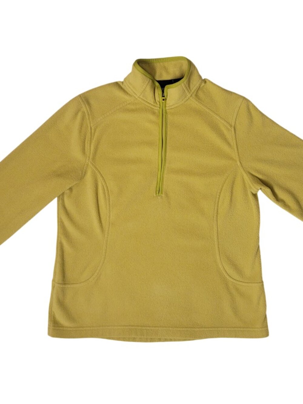 LAND'S END Chartreuse Microfleece Quarter Zip Pullover Sweater women's small 6/8